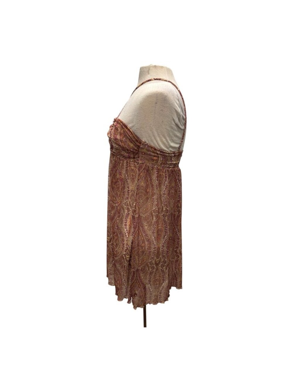 Jodi Kristopher Paisley Halter Mini Dress Womens Small Boho Beaded Y2K - Picture 4 of 8